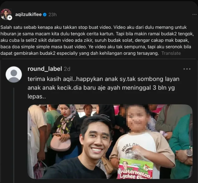 Aqil Zulkiflee Ikhlas Buat Video Untuk Gembirakan Budak!