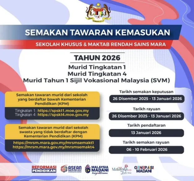 Semak Tawaran MRSM & SBP 2026 Hari Ini!